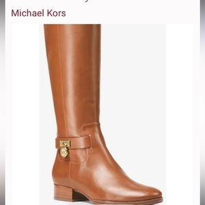 NIB- Michael Kors Women's Ryan Leather Zip Tall Boots Size 7 Color /Luggage